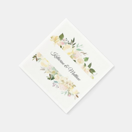 Aquarellfarbene Blütenpinke Creme Elfenbeinkranz H Serviette (Ecke)