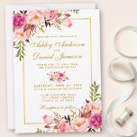 Aquarellfarbene Blütenrosa Blush Gold Hochzeit Einladung<br><div class="desc">Aquarellfarbene Blütenrosa Blush Gold Hochzeitskarte</div>