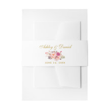 Aquarellfarbene Blütenrosa Blush Gold Hochzeit