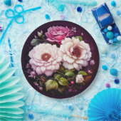 Aquarellfarbene Blütenrosa und violette Blumen Pappteller (Party)