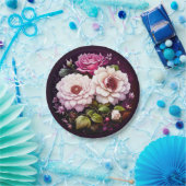 Aquarellfarbene Blütenrosa und violette Blumen Pappteller (Party)