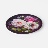 Aquarellfarbene Blütenrosa und violette Blumen Pappteller (Schrägansicht)