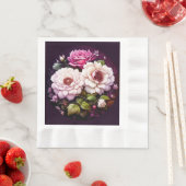 Aquarellfarbene Blütenrosa und violette Blumen Serviette (Beispiel)