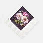 Aquarellfarbene Blütenrosa und violette Blumen Serviette (Ecke)