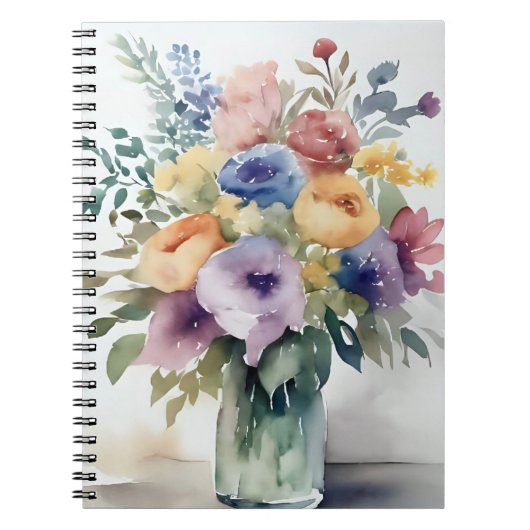 Aquarellfarbene Bouquet-Malerei Notizblock (Vorderseite)
