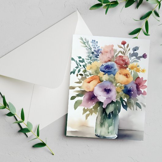 Aquarellfarbene Bouquet-Malerei Postkarte