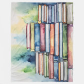 Aquarellfarbene Buchstapel Fleecedecke (Vorderseite)