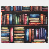 Aquarellfarbene Buchstapel Fleecedecke (Vorderseite (Horizontal))