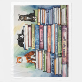 Aquarellfarbene Buchstapel Fleecedecke