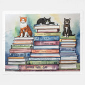 Aquarellfarbene Buchstapel Fleecedecke (Vorderseite (Horizontal))