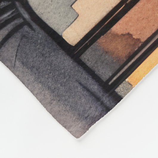 Aquarellfarbene Buchstapel Fleecedecke (Ecke)