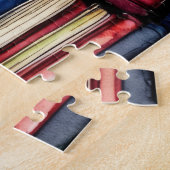 Aquarellfarbene Buchstapel Puzzle (Seite)