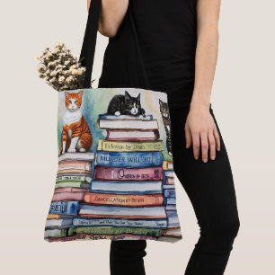 Aquarellfarbene Buchstapel Tasche