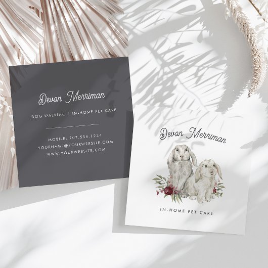 Aquarellfarbene Bunnies | Pflege von Haustieren Quadratische Visitenkarte