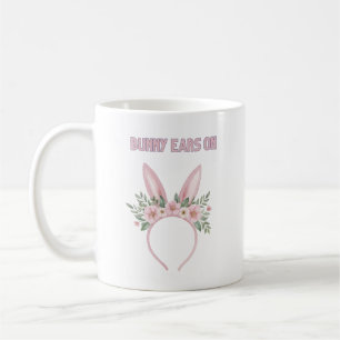 Aquarellfarbene Bunny Ohren mit Blume Kaffeetasse