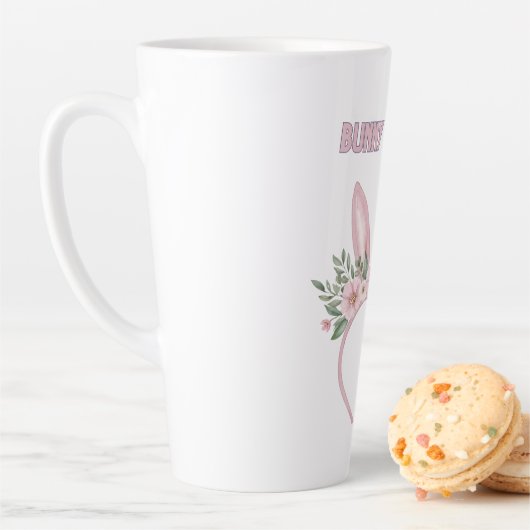 Aquarellfarbene Bunny Ohren mit Blume Milchtasse (Beispiel)