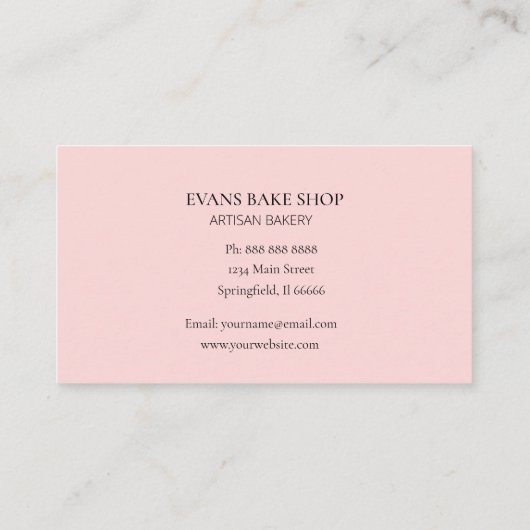 Aquarellfarbene Button Backbäckerei rosa Visitenka Visitenkarte (Rückseite)