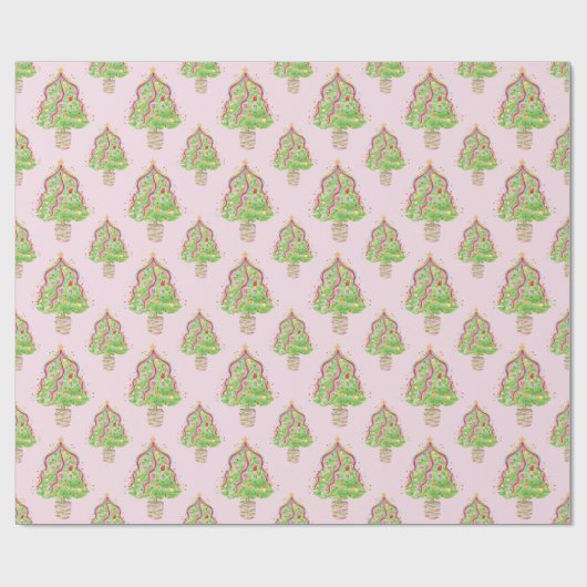 Aquarellfarbene Confetti Weihnachtsbaumen Geschenkpapier (Flach)