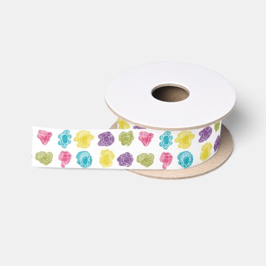 Aquarellfarbene Diamanten-Pattern Satinband (Spule)