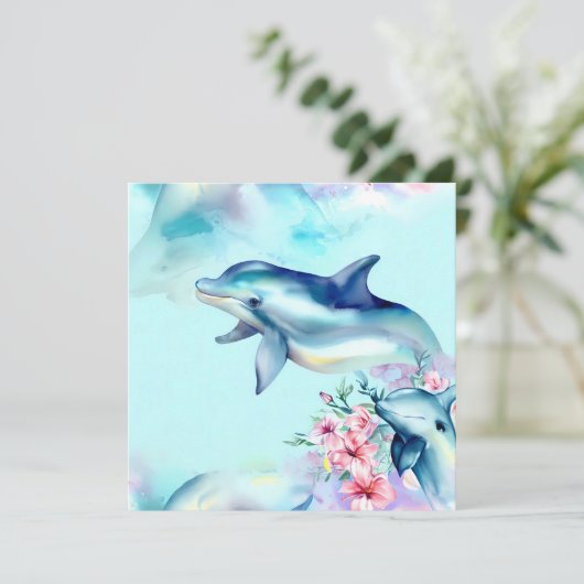 Aquarellfarbene Dolphin (Stehend Vorderseite)