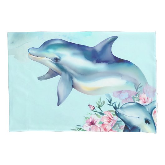 Aquarellfarbene Dolphin Kissenbezug (Vorderseite)