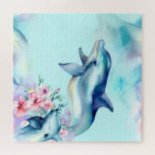 Aquarellfarbene Dolphin Puzzle (Horizontal)