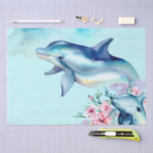 Aquarellfarbene Dolphin Seidenpapier (Handwerk)