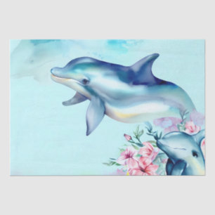 Aquarellfarbene Dolphin Seidenpapier