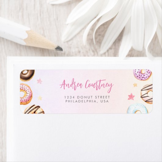 Aquarellfarbene Donuts 2. Geburtstag Rosa Name (Insitu)