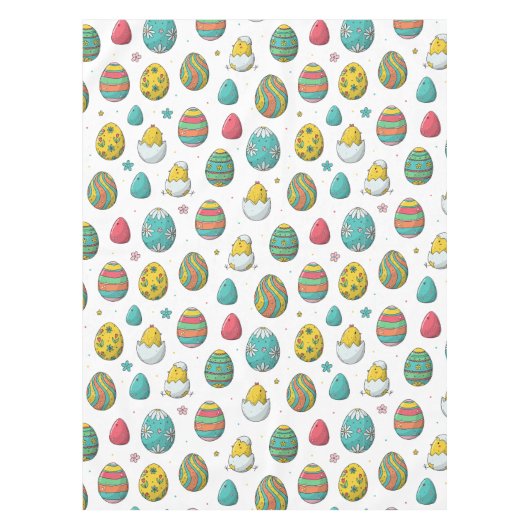 Aquarellfarbene Eier Tulpen Ostern Tischdecke (Vorderseite)