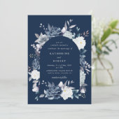 Aquarellfarbene, elegante Hochzeit mit blühenden B Einladung (Stehend Vorderseite)