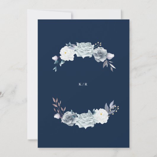 Aquarellfarbene, elegante Hochzeit mit blühenden B Einladung (Rückseite)