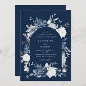 Aquarellfarbene, elegante Hochzeit mit blühenden B Einladung (Vorne/Hinten)