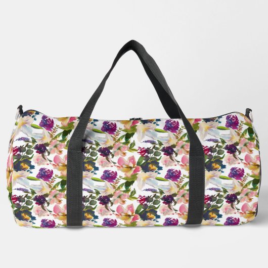 Aquarellfarbene Exotic Floral Lilien LilLarge Duffle Bag (Vorderseite)