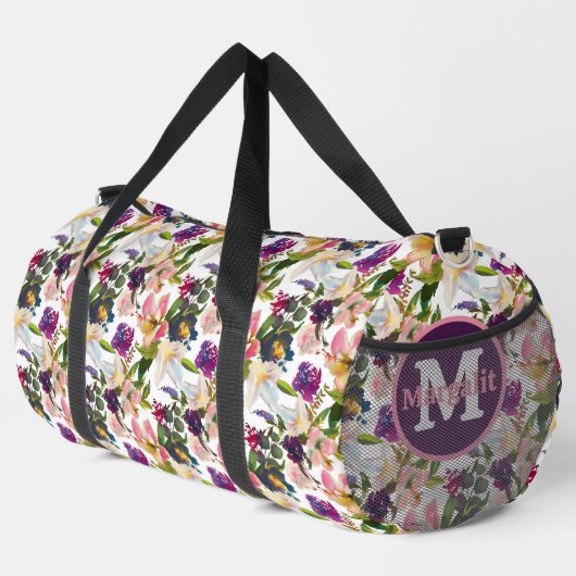 Aquarellfarbene Exotic Floral Lilien LilLarge Duffle Bag (Rechte Ecke)