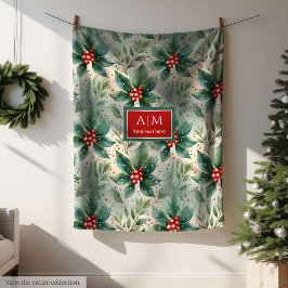 Aquarellfarbene Farben Heilige Beeren Weihnachten Fleecedecke