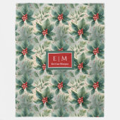 Aquarellfarbene Farben Heilige Beeren Weihnachten Fleecedecke (Vorderseite)