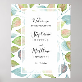 Aquarellfarbene farbenfrohe Blätter Foliage Hochze Poster