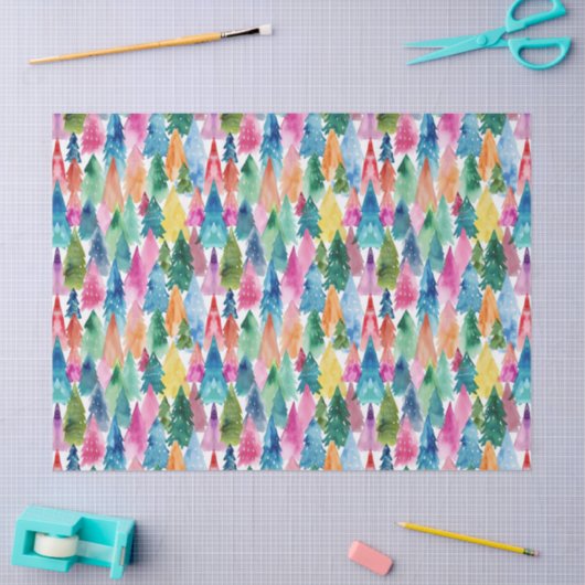 Aquarellfarbene, farbenfrohe Regenbogenweihnachtsb Seidenpapier (Basteln)