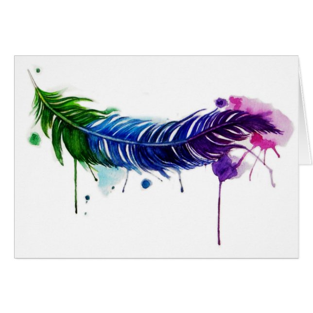 Aquarellfarbene Feder (Vorderseite (Horizontal))