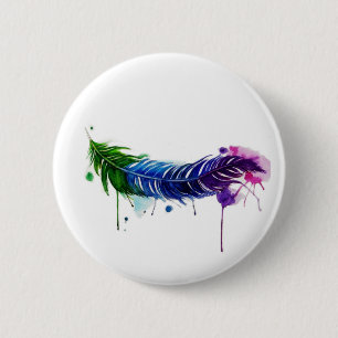 Aquarellfarbene Feder Button