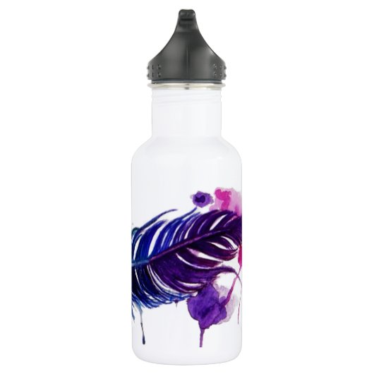 Aquarellfarbene Feder Edelstahlflasche (Rechts)