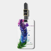 Aquarellfarbene Feder Gepäckanhänger (Vorderseite vertikal)