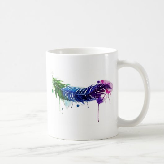 Aquarellfarbene Feder Kaffeetasse (Rechts)
