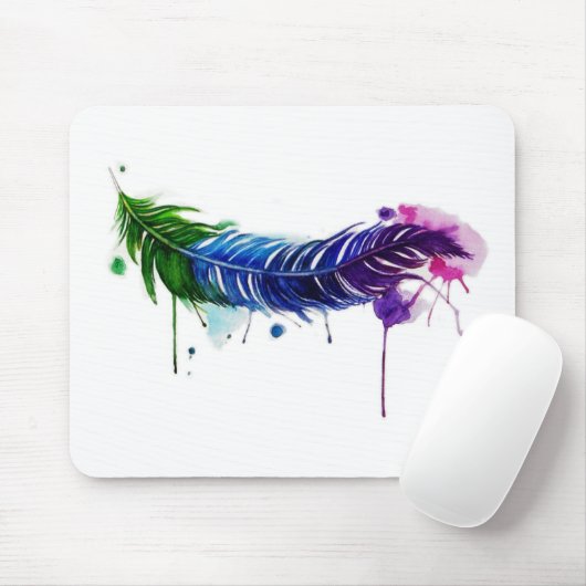 Aquarellfarbene Feder Mousepad (Mit Mouse)