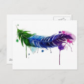 Aquarellfarbene Feder Postkarte (Vorne/Hinten)