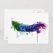 Aquarellfarbene Feder Postkarte (Vorne/Hinten)