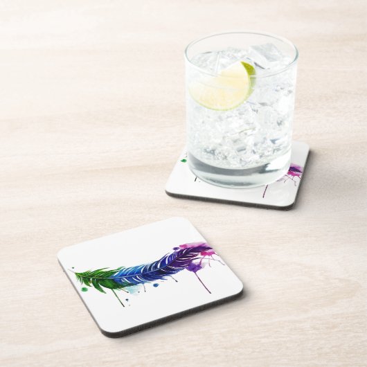 Aquarellfarbene Feder Untersetzer (Rechte Seite)