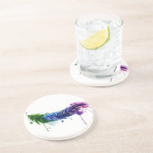 Aquarellfarbene Feder Untersetzer (Seite)