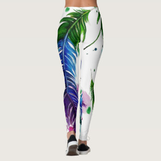 Aquarellfarbene Federn Leggings